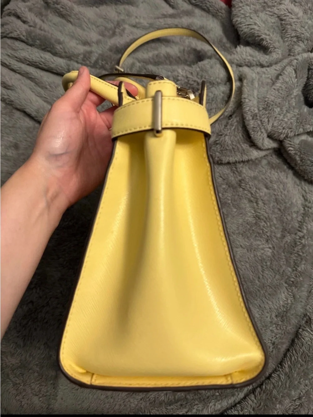 kate spade Lemon Yellow Leather Top-Handle Satchel with Crossbody Strap